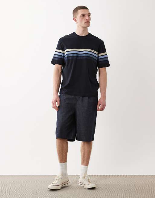 Armani Exchange - T-shirt blu navy a righe, 2 di 5