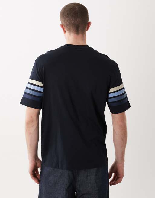Armani Exchange - T-shirt blu navy a righe, 5 di 5