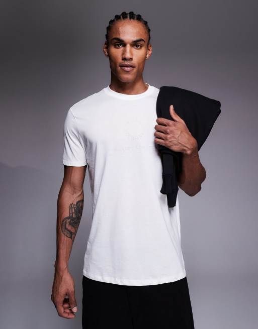 Armani Exchange - T-shirt color bianco sporco con logo centrale