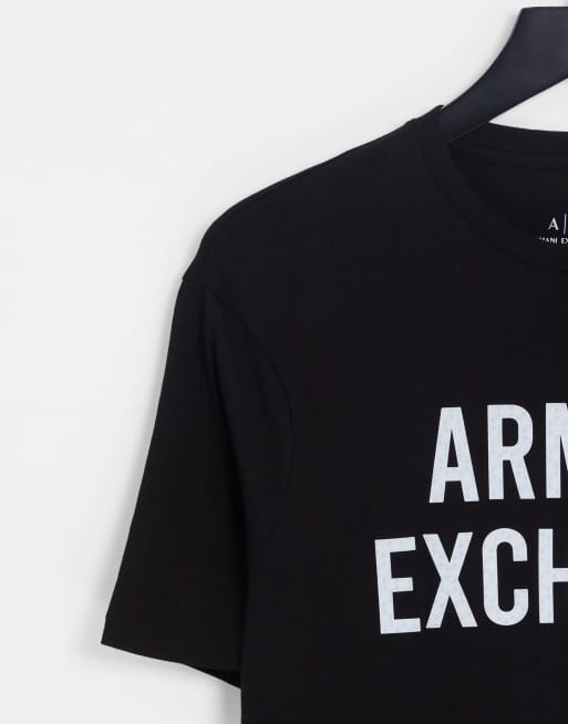 Armani Exchange - T-shirt con logo olografico nera, 4 di 4