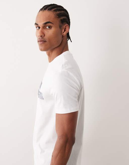 Armani Exchange - T-shirt con logo sul petto bianco sporco, 4 di 5