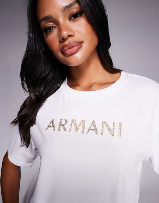 Maglietta Bianca Armani T Shirt Bianca Armani Exchange Maglia