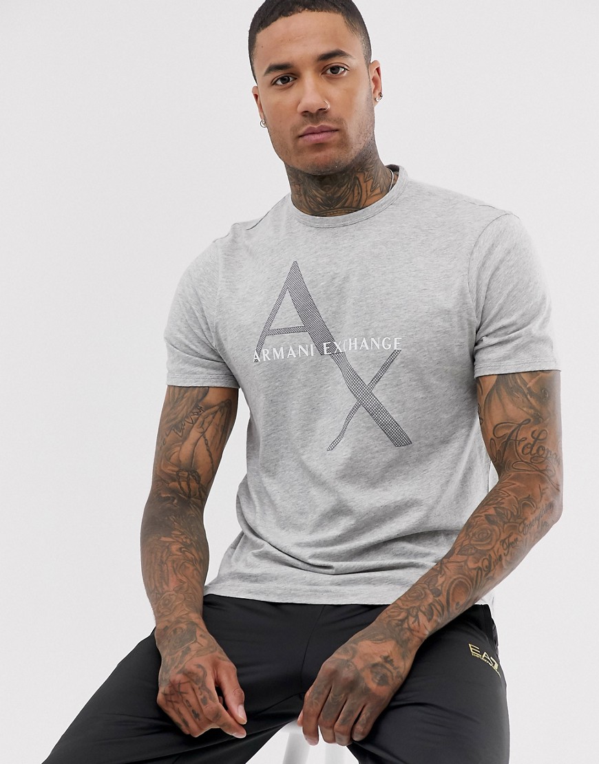 Armani Exchange - T-shirt grigia con logo AX-Grigio