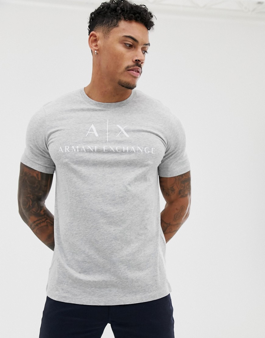 Armani Exchange - T-shirt grigia con scritta del logo-Grigio