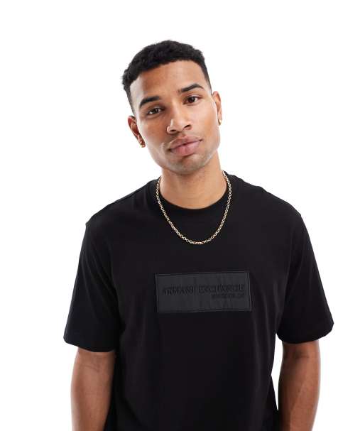 Armani Exchange – T-Shirt in Schwarz mit erhöhtem Brust-Logo - view 1
