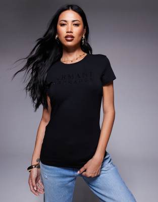 Armani Exchange - T-Shirt in Schwarz mit zentriertem Logo