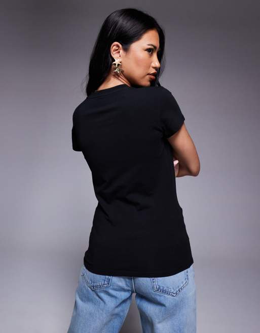 Armani Exchange – T-Shirt in Schwarz mit zentriertem Logo, 4 von 4