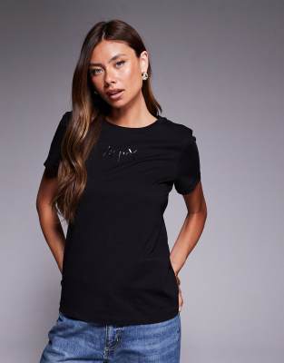 Armani Exchange - T-Shirt in Schwarz mit zentriertem Logo
