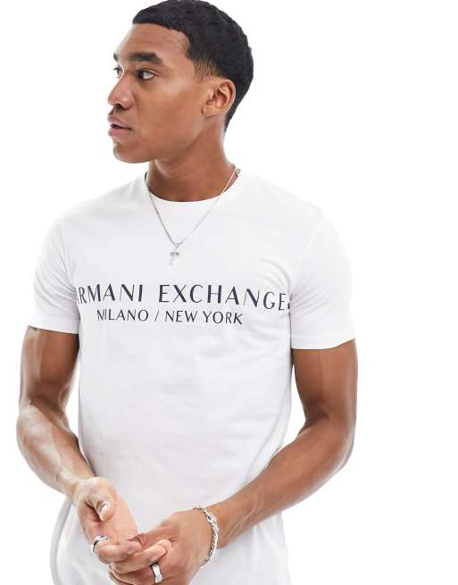 Armani Exchange T Shirt in WeiB mit linearem Logo ASOS