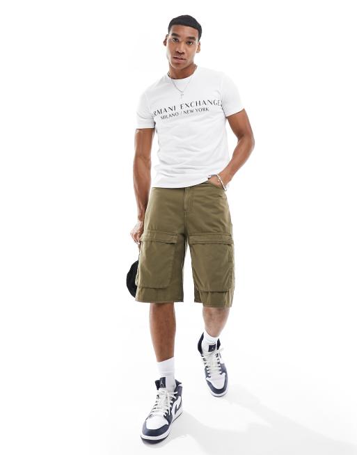 Armani Exchange – T-Shirt in Weiß mit linearem Logo, 2 von 4