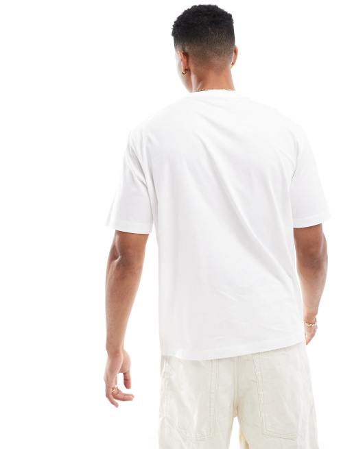Armani Exchange – T-Shirt in Wollweiß mit eckigem Logo, 3 von 4