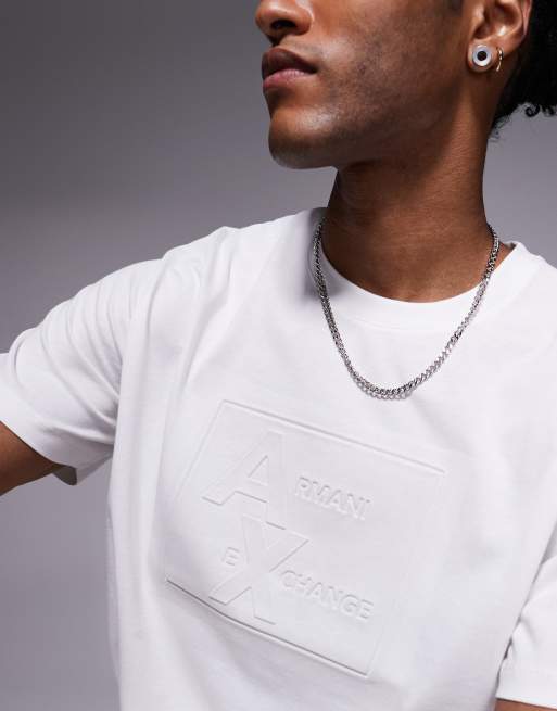 Armani Exchange – T-Shirt in Wollweiß mit mittigem Logo, 2 von 4