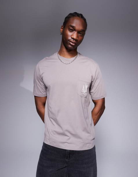 Armani Exchange - T-shirt marrone con logo sulla tasca - view 1