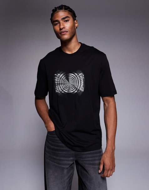 Armani Exchange - T-shirt med hvidt grafisk print - view 1