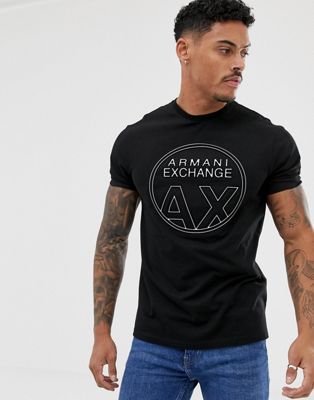 Armani Exchange - T-shirt met AX cirkel-logo in zwart