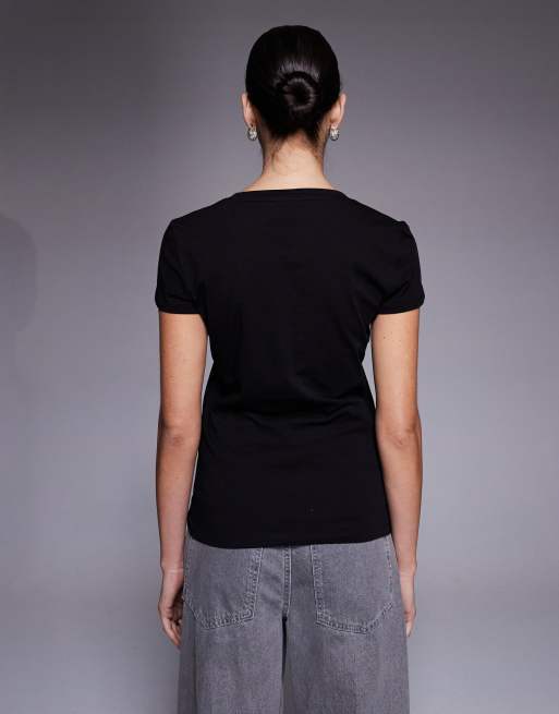 Armani Exchange T-shirt met goudkleurig logo in zwart, 3 van 4