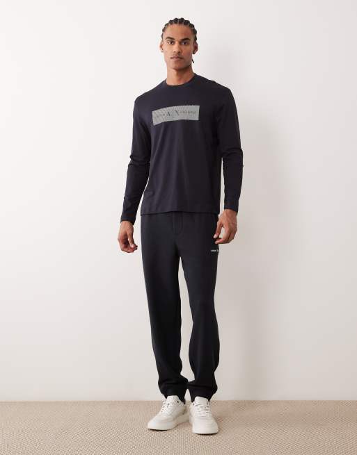 Armani Exchange - T-shirt met lange mouwen in marineblauw, 2 van 5