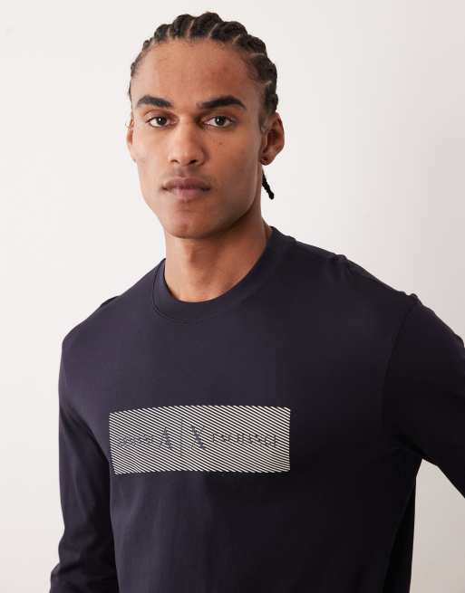 Armani Exchange - T-shirt met lange mouwen in marineblauw, 3 van 5