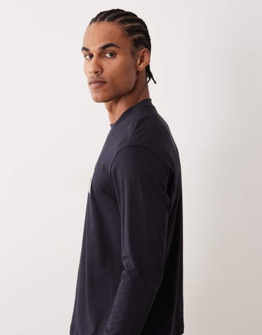 Armani Exchange - T-shirt met lange mouwen in marineblauw, 5 van 5