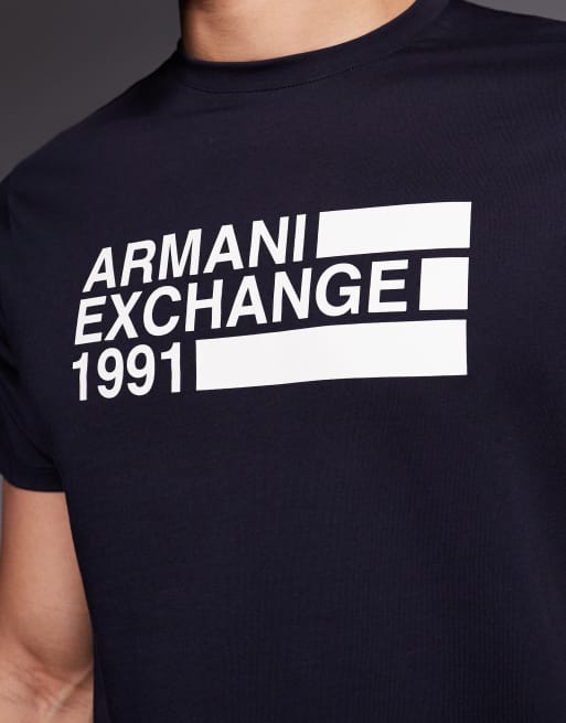 Armani Exchange - T-shirt met logo in het midden in marineblauw, 5 van 5