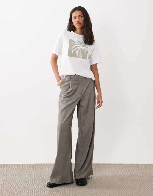 Armani Exchange T-shirt met palm en kralen in wit, 2 van 4