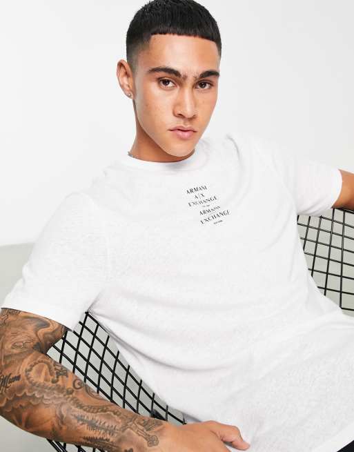 Armani Exchange - T-shirt met stedennamen-print in wit 