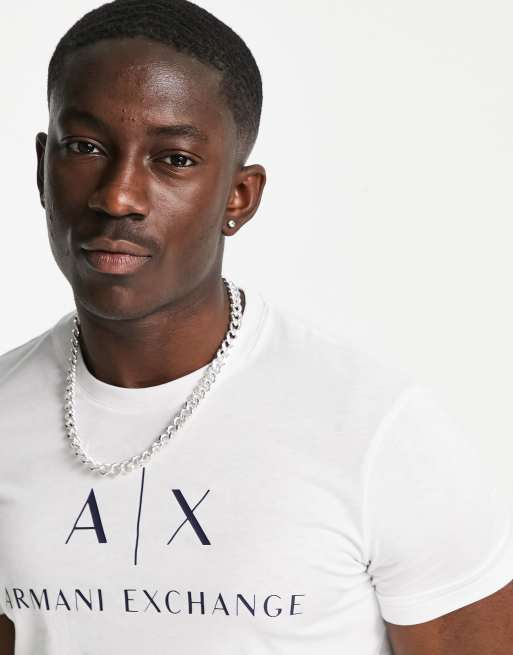 Armani Exchange - T-shirt met tekst en logo in wit, 3 van 4