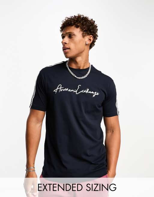 Armani Exchange - T-shirt met tekstlogo in marineblauw