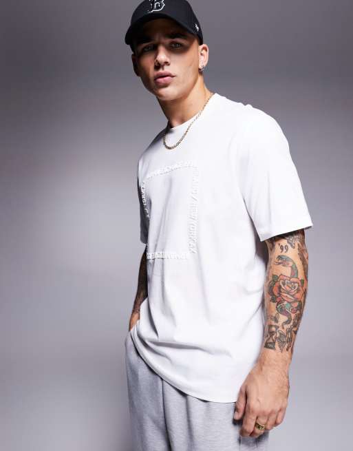 Armani Exchange - T-shirt met vierkant logo in gebroken wit