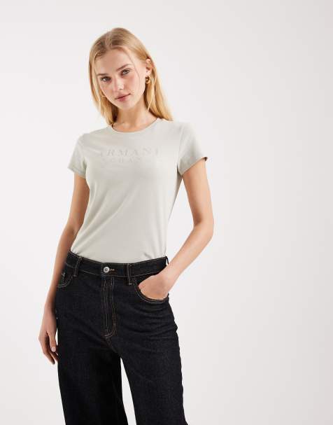 Armani Exchange T-Shirt mit Ombre-Logo in Stein - view 1
