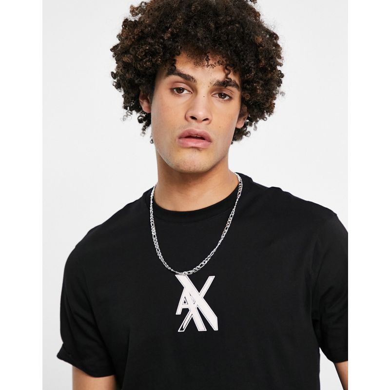 Uomo Designer Armani Exchange - T-shirt nera con logo AX