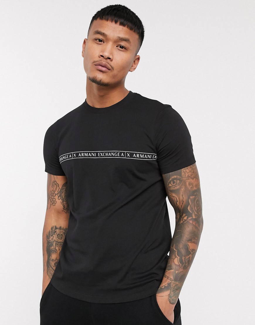 Armani Exchange - T-shirt nera con logo sul petto-Nero