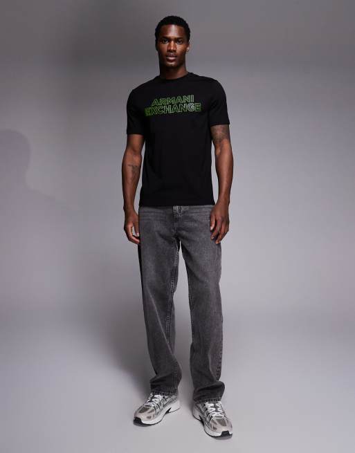 Armani Exchange - T-shirt nera con logo sul petto, 2 di 5