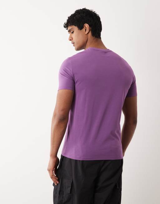 Armani Exchange - T-shirt viola con logo centrale, 5 di 5
