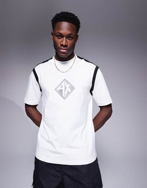 Armani Exchange t-shirt with central logo in white - view 1