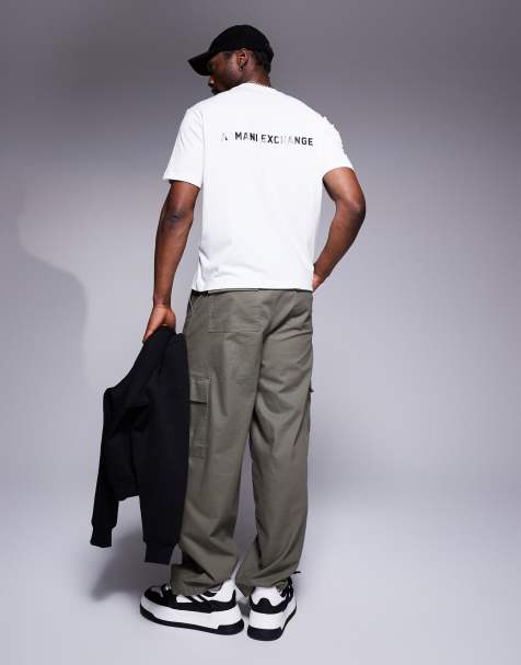 Armani Exchange t-shirt with chest and back logo in white - view 1