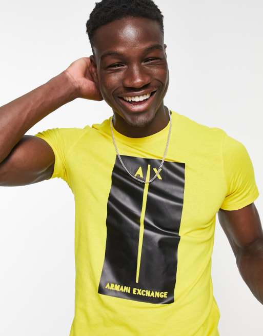 Armani Exchange t shirt with embossed block logo in yellow ASOS