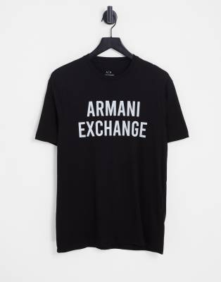 Armani Exchange t-shirt with holographic logo in black - ASOS Price Checker