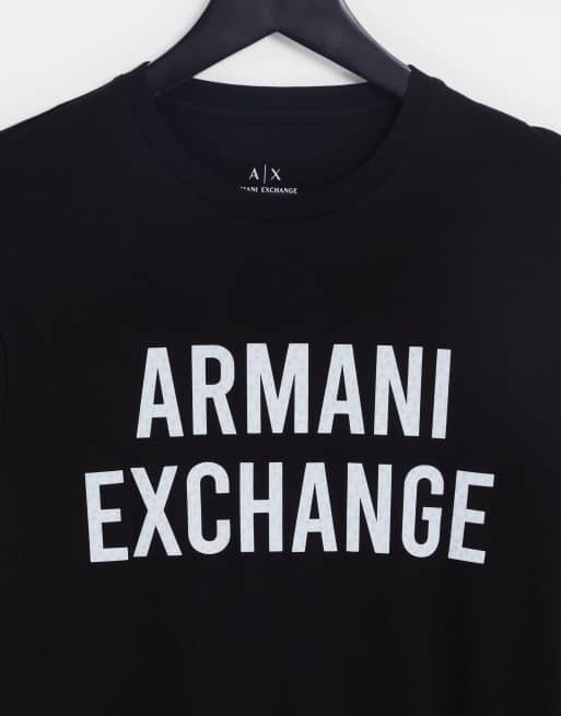 Armani Exchange t-shirt with holographic logo in black, 2 of 4