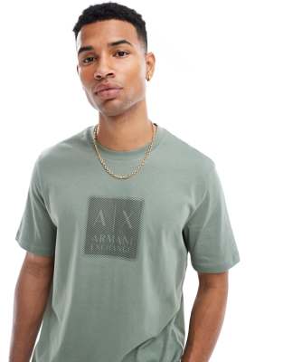 Armani Exchange t-shirt with square logo in green - view 1