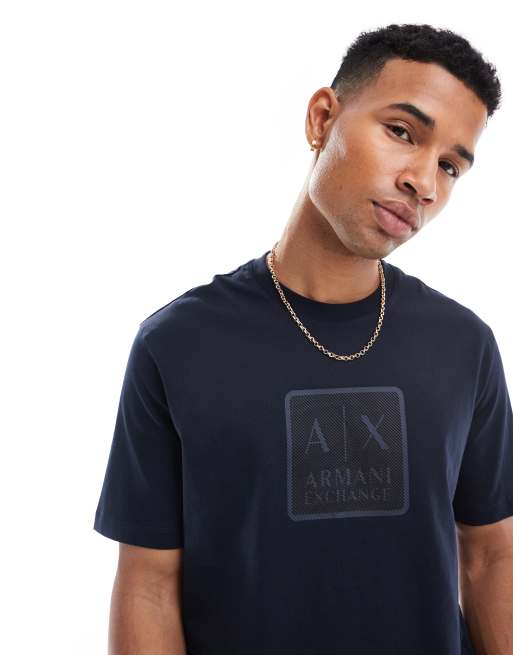 Armani Exchange t shirt with square logo in navy