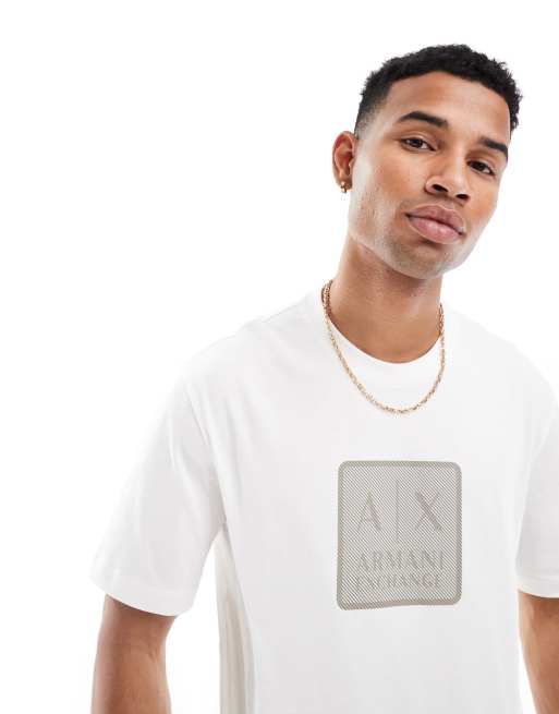 Armani Exchange t-shirt with square logo in off white, 2 of 4