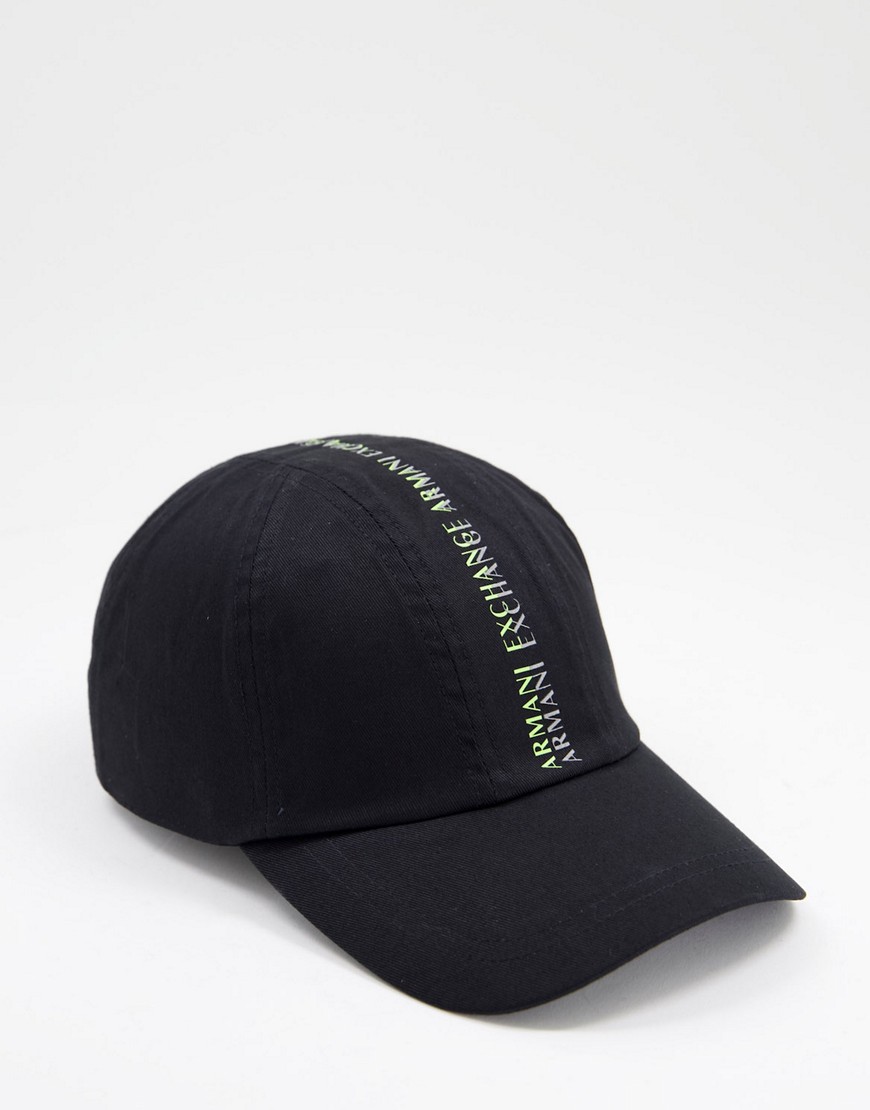 Armani Exchange taped baseball cap in black