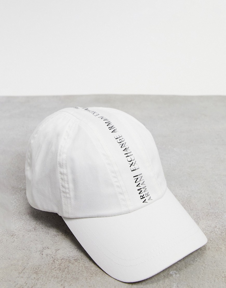 Armani Exchange taped baseball cap in white
