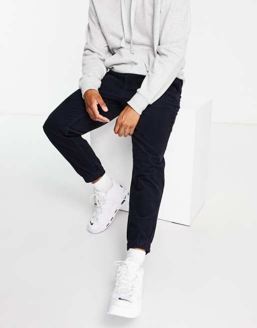 Armani Exchange tapered cord pants in navy ASOS