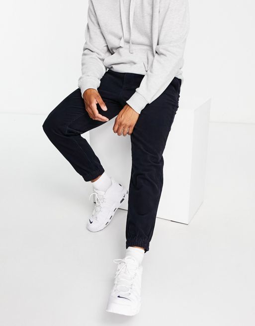 Armani Exchange tapered cord trousers in navy | ASOS