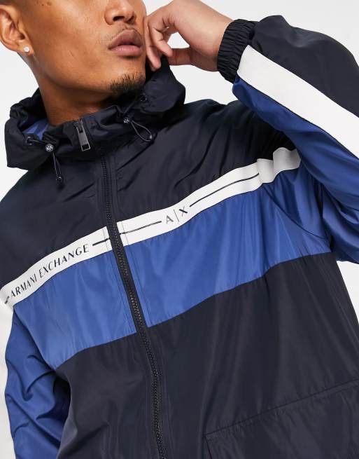 Armani Exchange taping windbreaker in navy ASOS