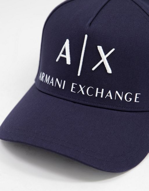 Armani Exchange text logo baseball cap in navy | ASOS