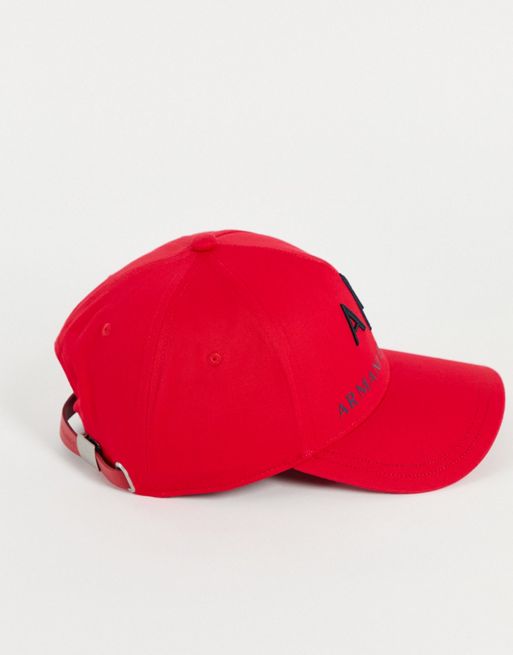 Armani Exchange text logo baseball cap in red | ASOS