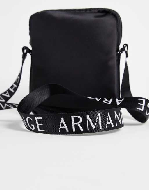 Armani Exchange text logo crossbody bag in black ASOS